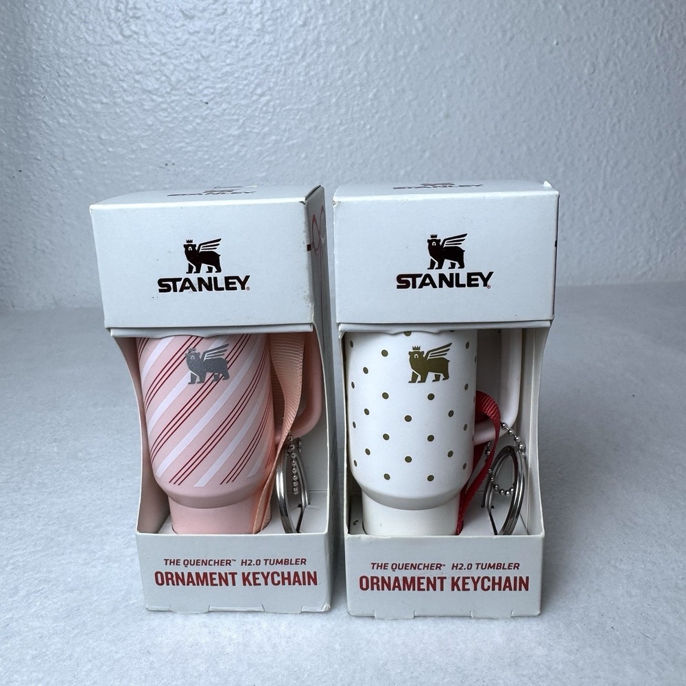Stanley Tumbler Water Bottle Keychain Ornament Lot Of 2 Quencher Striped Cup